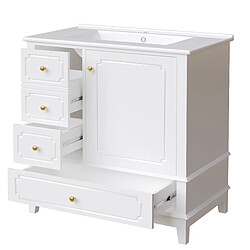 OKWISH Meuble sous-vasque blanc 76,5 cm avec vasque en céramique pas cher
