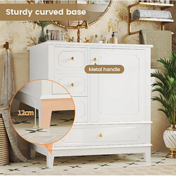 Avis OKWISH Meuble sous-vasque blanc 76,5 cm avec vasque en céramique