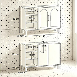 Acheter OKWISH Meuble sous vasque crème 90 x 30 x 63 cm, 2 portes et étagères