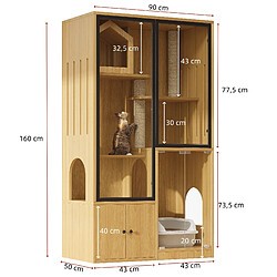 Acheter OKWISH Arbre à chat avec portes en verre trempé, érable, 90 x 50 x 160 cm