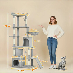 Avis OKWISH Arbre à chat 170 cm gris clair avec niches et poteaux en sisal