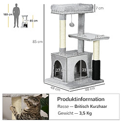 Acheter OKWISH Arbre à chat gris clair avec niche et couchage lavable, 48 x 48 cm