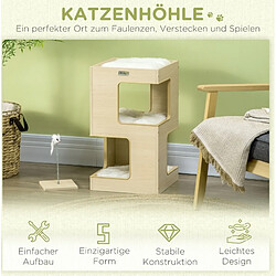Avis OKWISH Maisonnette pour félins à 3 niveaux, 34 x 34 x 60 cm, chêne et gris clair