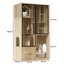 Acheter OKWISH Maison pour chats à 4 niveaux, naturel et noir, 90 x 50 x 160 cm