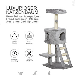 Avis OKWISH Arbre à chat 120 cm gris clair avec niche et poteaux en sisal