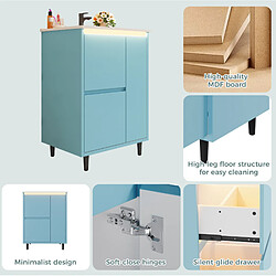 Avis OKWISH Meuble vasque au sol bleu 61 x 46,5 x 87 cm, 2 tiroirs