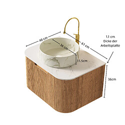 Acheter OKWISH Meuble vasque suspendu 61 cm, céramique, bois clair et blanc
