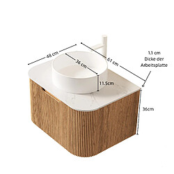 Acheter OKWISH Meuble vasque suspendu 61 cm, céramique blanche et bois naturel