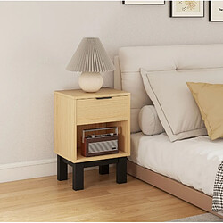 Avis OKWISH Table de chevet avec tiroir et niche ouverte, chêne, 35 x 26 x 50 cm