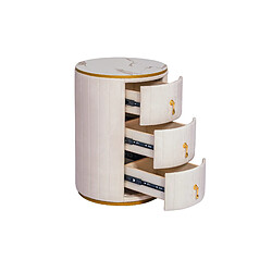 OKWISH Table de chevet ronde blanche à 3 tiroirs, plateau effet marbre pas cher