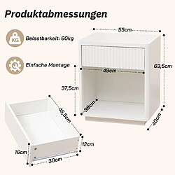 Acheter OKWISH Table de chevet blanche en MDF avec tiroir et niche, 55 x 40 x 63,5 cm