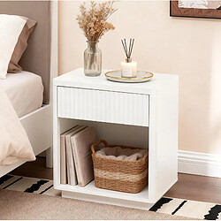Avis OKWISH Table de chevet blanche en MDF avec tiroir et niche, 55 x 40 x 63,5 cm