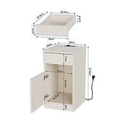 Acheter OKWISH Table de chevet MDF blanc aspect bois clair, charge USB, 33 x 40 x 61,5 cm