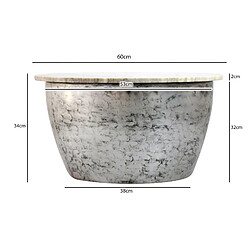 Acheter Table basse Ervesto - Marbre blanc et fer argenté - Ronde - 60 x 60 x 34 cm
