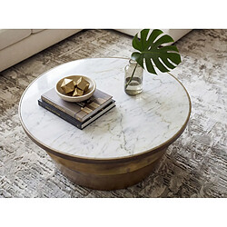 Table basse Ervesto - Blanche et dorée - Marbre et fer - 60 x 60 x 31 cm pas cher