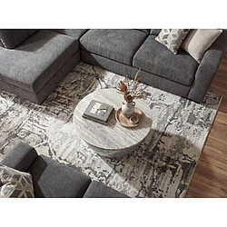 Table basse Ervesto - Marbre blanc et fer argenté - Ronde - 60 x 60 x 34 cm pas cher