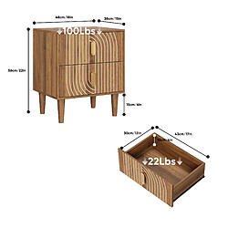 Acheter OKWISH Table de chevet bohème à 2 tiroirs, finition noyer, 48 x 38 x 56 cm