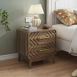Avis OKWISH Table de chevet 2 tiroirs en MDF, finition noyer, 48 x 38 x 56 cm
