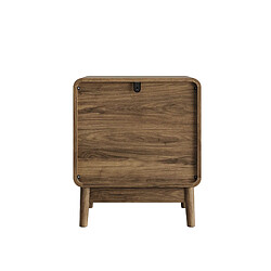 OKWISH Table de chevet 2 tiroirs en MDF, finition noyer, 48 x 38 x 56 cm pas cher