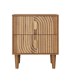 OKWISH Table de chevet bohème à 2 tiroirs, finition noyer, 48 x 38 x 56 cm pas cher