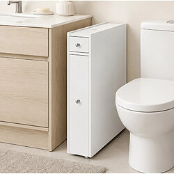 Avis OKWISH Meuble de salle de bain étroit blanc, 2 tiroirs, 48 x 16 x 58 cm