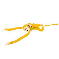 Lean Toys Peluche Singe avec Bébé Jaune 70 cm pas cher