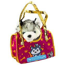 Acheter Lean Toys Chiot Husky dans un sac peluche mascotte doudou blanc et gris