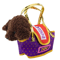 Acheter Lean Toys Chien Caniche Dans Un Sac À Fermeture Velcro Peluche Doudou Marron Foncé