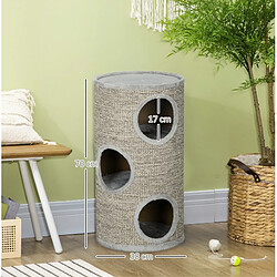 Acheter OKWISH Arbre à chat tonneau 3 niveaux avec griffoir en sisal, gris clair, 70 cm