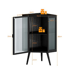 Acheter OKWISH Meuble d'angle noir 80 cm avec porte en verre trempé