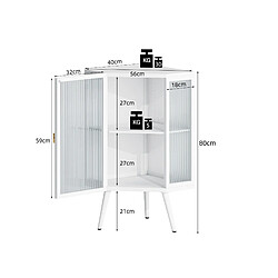 Acheter OKWISH Meuble d'angle blanc 80 cm en métal et verre trempé