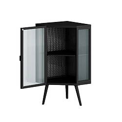 OKWISH Meuble d'angle noir 80 cm avec porte en verre trempé pas cher