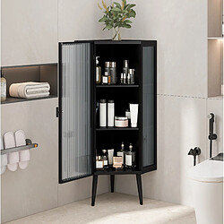Avis OKWISH Meuble d'angle à poser noir, 110 cm, 1 porte et 3 niveaux