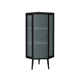 OKWISH Meuble d'angle à poser noir, 110 cm, 1 porte et 3 niveaux pas cher