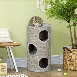 Avis OKWISH Arbre à chat tonneau 3 niveaux avec griffoir en sisal, gris clair, 70 cm