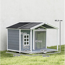 Avis OKWISH Niche en bois gris avec terrasse et toit en asphalte, 107 x 103 x 83,5 cm