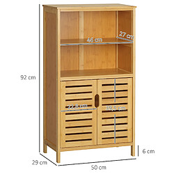 Acheter OKWISH Meuble de salle de bain en bambou naturel, 2 portes, 50 x 29 x 92 cm
