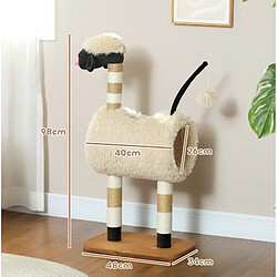 Acheter OKWISH Arbre à chat motif mouton, tunnel et griffoir, 98 cm, marron clair