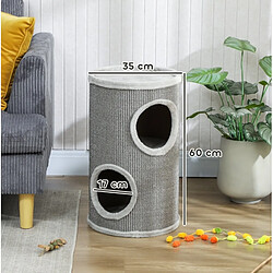Acheter OKWISH Arbre à chat tonneau à griffer, 2 niches, 60 cm, gris clair