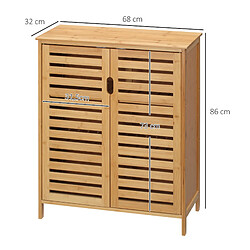Acheter OKWISH Meuble de salle de bain en bambou naturel, 2 portes, 68 x 32 x 86 cm