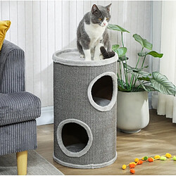 Avis OKWISH Arbre à chat tonneau à griffer, 2 niches, 60 cm, gris clair