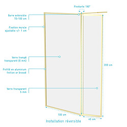 Acheter Aurlane Paroi de douche avec volet pivotant