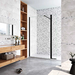 Aica Sanitaire AICA Paroi de douche 200x200 cm Verre Anticalcaire 8mm Paroi à l'italienne avec retour pivotant - Verre anticalcaire - Aluminium noir