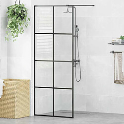 vidaXL Paroi de douche 80x195 Noir Paroi de douche - Verre ESG 5 mm - Cadre aluminium - Réglable largeur