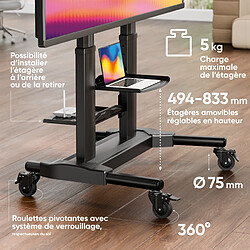ONKRON Support TV Roulettes pour 40 - 80, jusqu'à 55 kg, VESA 200x200- 700x400 TS2771-B pas cher