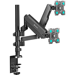 Onkron G140-B Support écran double Support double écran - Pour moniteurs 13 à 32 pouces - VESA 75x75 et 100x100 - Charge 8 kg par écran - Inclinable et rotatif