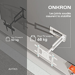 Avis ONKRON Support Mural TV Bras Articulé Long pour 40 - 75, 68 kg,VESA 100x100 - 600x400,M7L-W