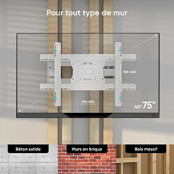 Acheter ONKRON Support Mural TV Bras Articulé Long pour 40 - 75, 68 kg,VESA 100x100 - 600x400,M7L-W