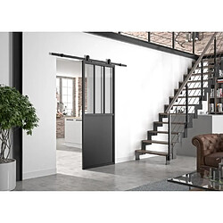 Optimum kit porte coulissante Atelier - noir verre