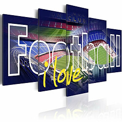 Paris Prix Tableau Football My Love Tableau mural décoratif - Multicolore - Bois pin, Toile intissée - Full HD 360 dpi - Protection UV - 100 x 200 cm